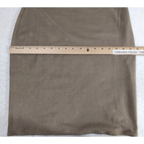 Philosophy Faux Suede Sheath Dress Womens 6 Tan Sleeveless Stretch Night Out - Picture 8 of 8